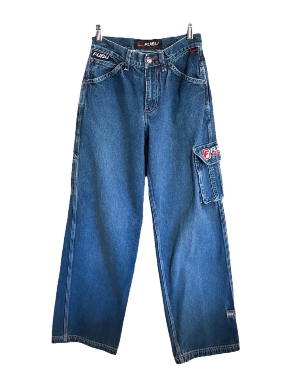 Vintage FUBU Wide-Leg Carpenter Cargo Jeans Size 5/6
